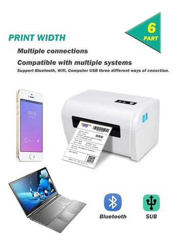 Imagen 2 de 6 de Impresora Térmica Portátil Etiquetas Adhesiva Usb Con Rollo