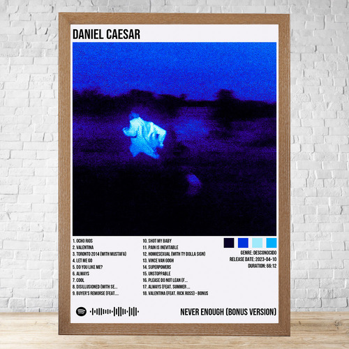 Cuadro Daniel Caesar 30x40 Con Vidrio Y Marco Madera C310 Marrón Claro Clasico