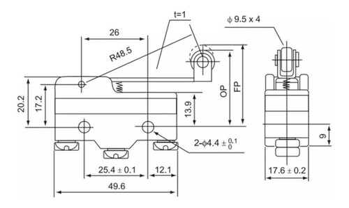 Imagen 2 de 2 de Cm-1703 Cntd Microswitch 1nc+1no Palanca Larga Tipo Polea