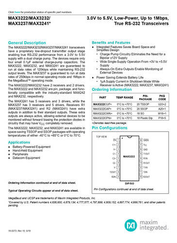 Rs-232 Interface Ic 3-5.5v 1mbps Transceiver Max 3232cpe +