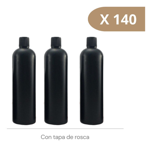 Envase Plástico Negro 480 Cc Con Tapa  - 140 Unidades