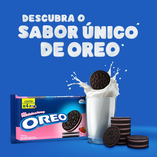 Imagem 6 de 8 de Biscoito Recheado Milkshake De Morango Oreo 144g