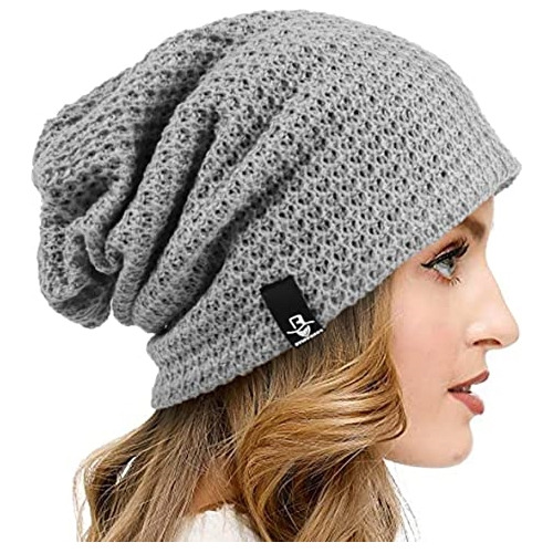 Gorros Sombreros Y Boinas De Punto Holgado Para Mujer Gris