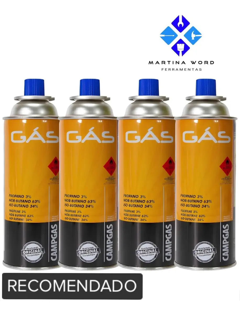 Kit 4 Refil Butano 227g Para Maçarico Culinário e Fogareiro Camping Martina