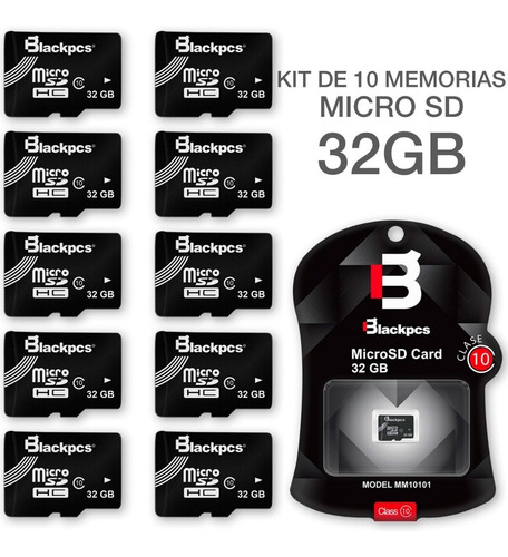 Imagen 4 de 6 de Micro Sd 32gb Kit De 10 Piezas Clase 10 Blackpcs Mm10101-32
