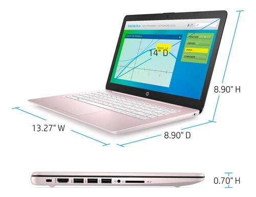 Laptop Hp Stream 14'' Intel N4000 4gb 64gb Windows 10-rosa