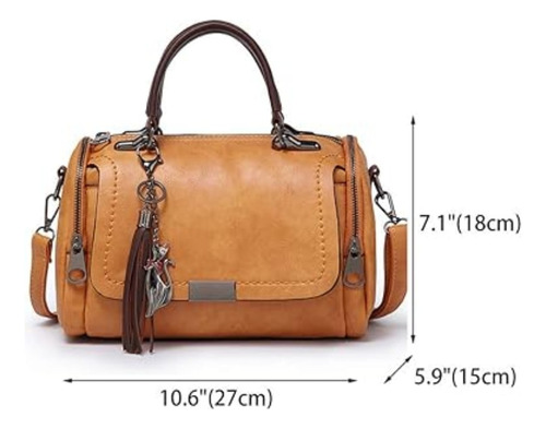 Bolso Suave Portátil Con Correa Para Dama Miel Lisa Níquel Miel