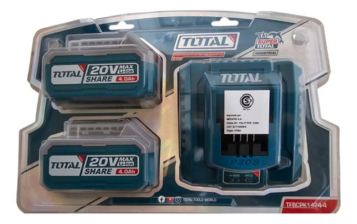 Kit 2 Baterías Y Cargador Rápido 4ah 20v Industrial Total