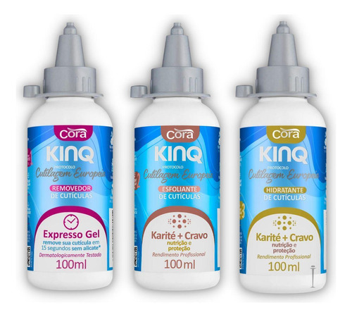 Kit Kinq Cutículas Removedor Esfoliante E Hidratante Cora