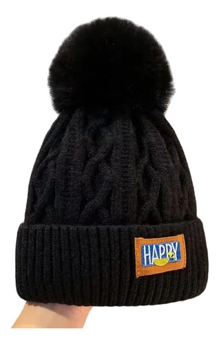 Gorro Para Invierno Otoño Pompón Standar Happy De Mujer/niña