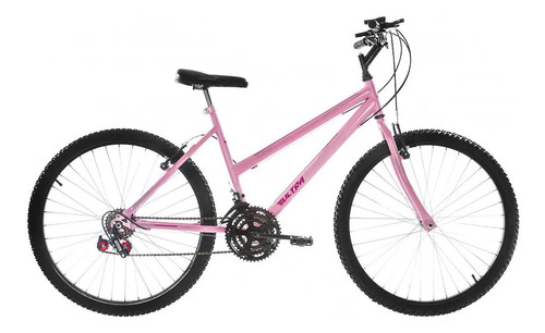 Bicicleta  de passeio Ultra Bikes Bike Aro 26 18 marchas freios v-brakes cor rosa-bebê