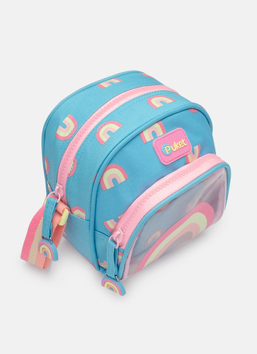 Bolsinha Customizável Arco Íris Cor Azul-aço Correia De Ombro Rosa
