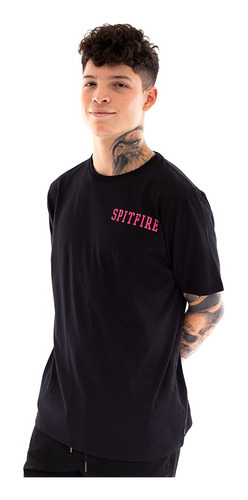 Polera Manga Corta Hombre Spitfire Ride The Fire Negro