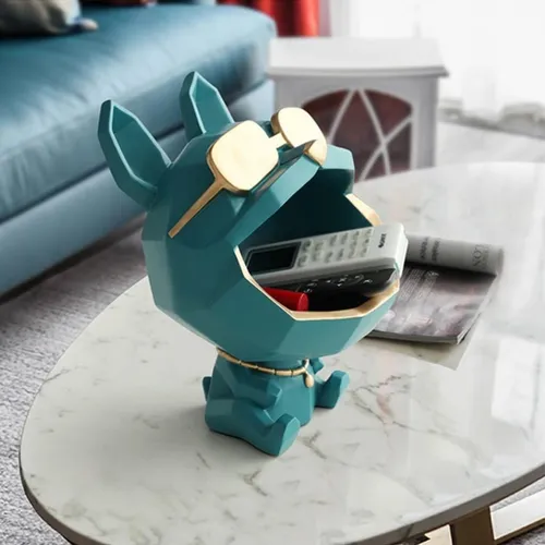 Estatua Decoración Perro Boca Abierta Con Lentes Deco