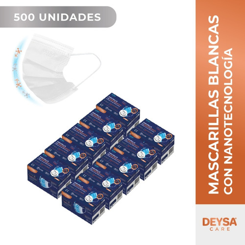 Imagen 1 de 6 de Mascarilla Tipo Il R Nanocoat Blanco 10 Cajas 50 Un C/u