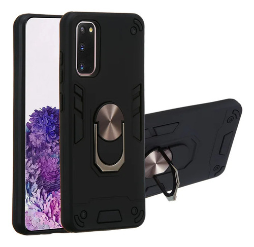 Funda For Xiaomi Redmi Note 10 4g Con Anillo Metálico Negro