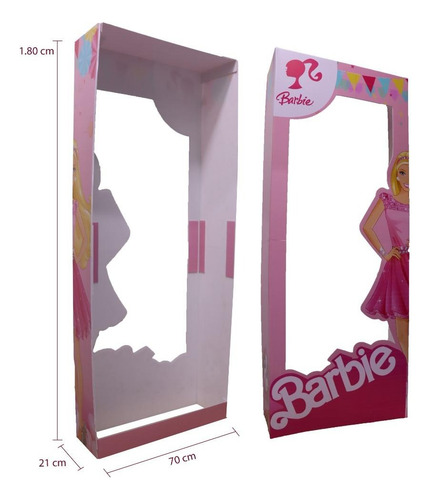 Caja Gigante De Barbie 1.80 Cm De Coroplast Para Fiestas Color Rosa pálido