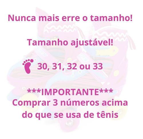 Imagem 3 de 9 de Patins Infantil 4 Rodas Feminino Menina Roller Criança Rosa