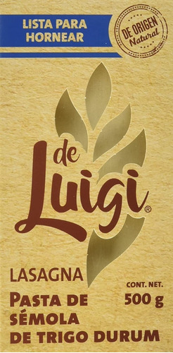 De Luigi, Lasagna Lista Para Hornear, 500 Gramos