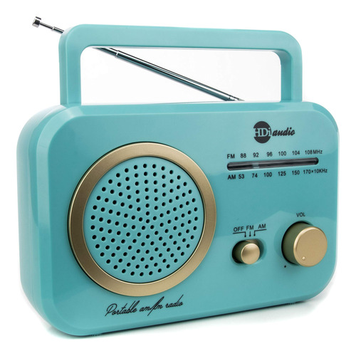 Hdi Audio Radio Turquesa Dorado Premium Home Vintage Retro +