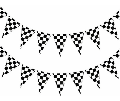Banderines De Cuadros Estilo Pits (blanco Y Negro)