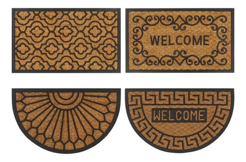 Imagen 1 de 5 de Felpudo Rustico Coco Goma 40x60 Welcome Bienvenidos Entrada