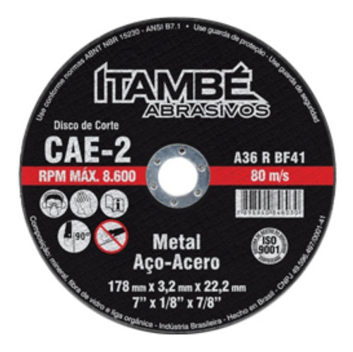 1 Disco Corte Ferro Itambe.12x .1  2t Cae-2 Fera 106813