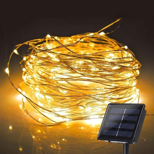 Imagen 4 de 9 de Luces Guirnalda Solar 200 Led Calidas Calido 22 Metro