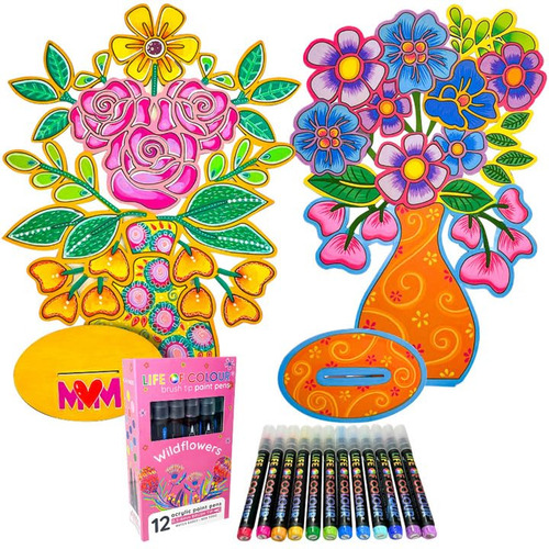 Kit De Pintura Para 2 Tablas De Flores En Jarrón 40 X 30 Cm