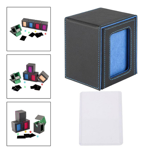 Caja De Almacenamiento Para Mazos De Cartas, Forro Azul