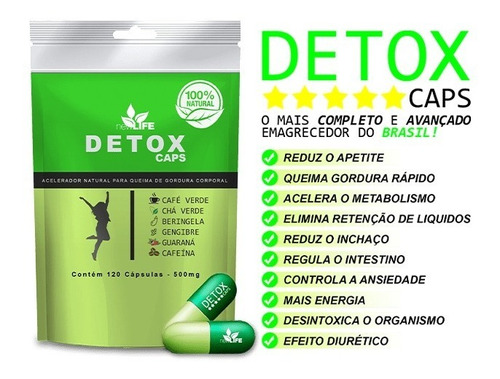 01 Detox Caps Chá Verde Premium Original Promoção Única