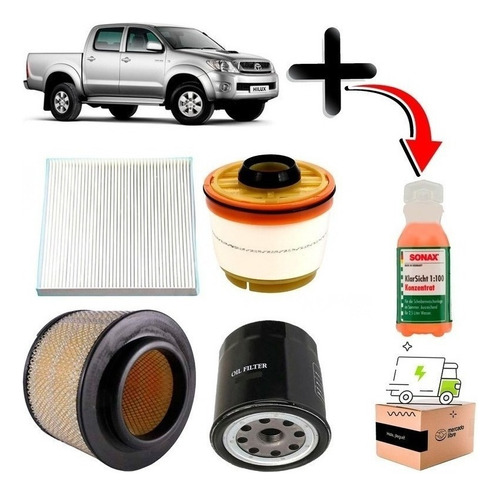 Kit Filtros Para Toyota Hilux 2.5 2005 2008 Diesel