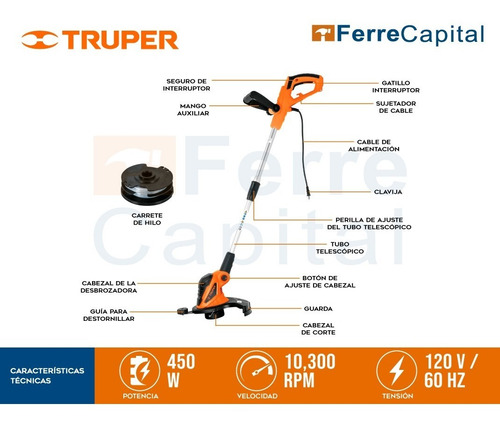 Imagen 2 de 5 de 10975 Desbrozadora Eléctrica, 440 W, 13' De Corte, Mango 'd'