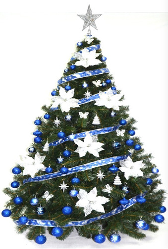 Árbol De Navidad Bariloche 2,10 + Kit  Azul X 88u. Sheshu!!!