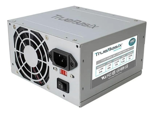 Imagen 1 de 3 de Fuente de poder para PC TrueBasix TB-05003 480W plata 115V/230V