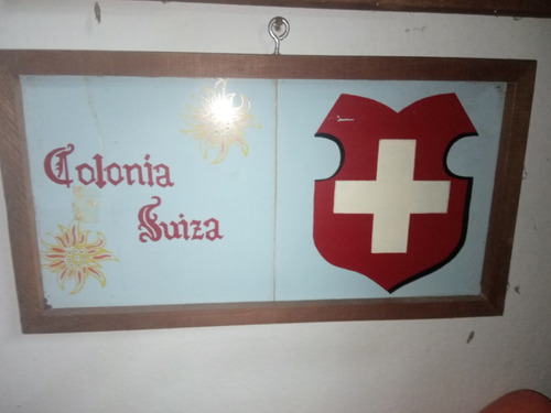 Antigua Artesanal Cartel Colonia Suiza Decoración Vintage 