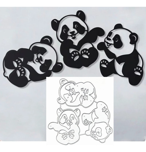 3 Pieza Troquel Metal Panda Lindo Marco Animal Cortada