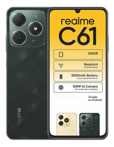 Celular Realme C61 Dual Sim 256 Gb 8 Gb Ram Dark Green Nfc Verde Oscuro