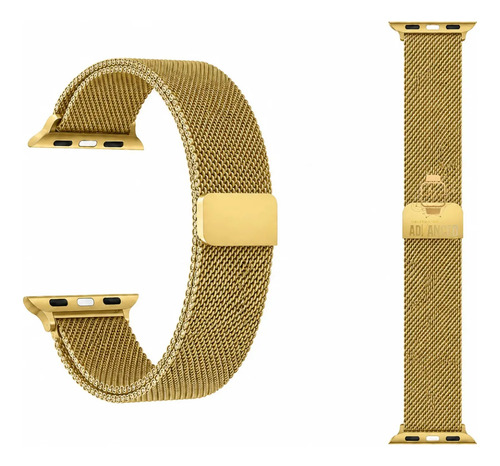 Pulseira Milanesa Metal Aço Smartwatch 38mm 40mm 41mm 42mm Cor Dourado Largura da pulseira 4.1 cm