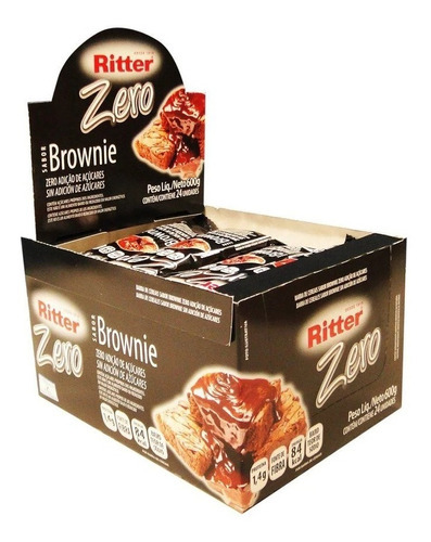 1 Caixa Barra Cereal Brownie Zero Açúcar 24u X 25g - Ritter