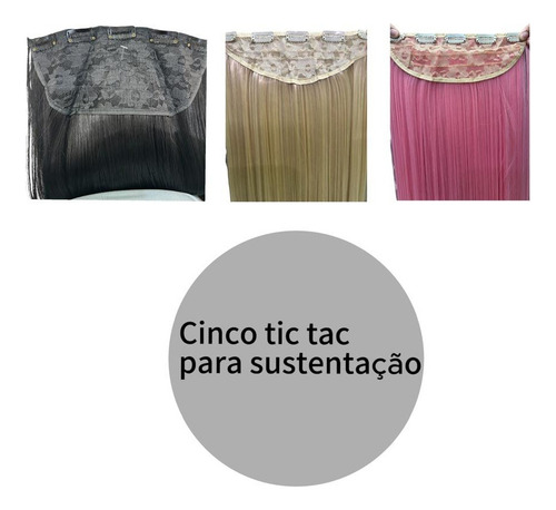 Apliques De Cabelo Tic Tac Fibra Orgânica 70cm Rosa