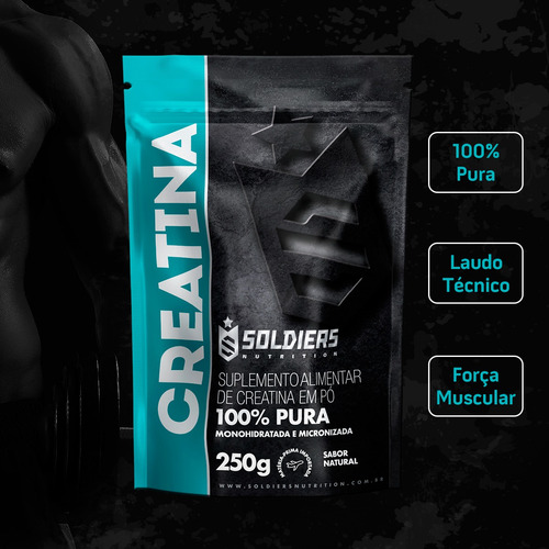 Creatina Monohidratada 250g - 100% Pura - Soldiers Nutrition