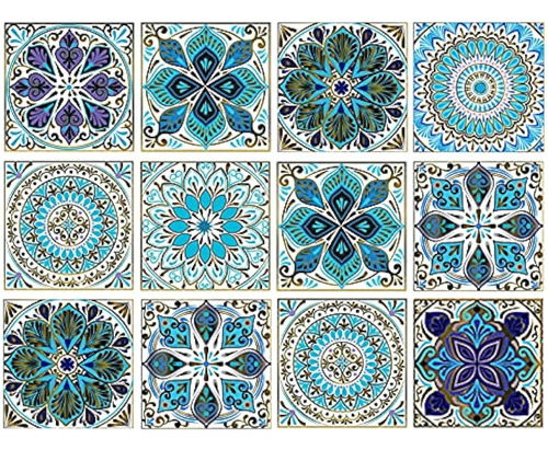 Estilo Mandala Kakofaci 12 Piezas (6x6 In) Adhesivos Decorat