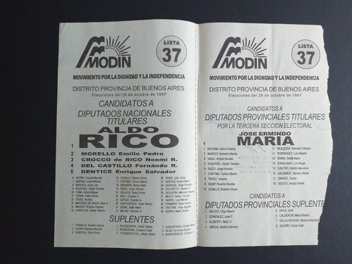 Boleta Electoral 26 Octubre 1997_modin_lista 37