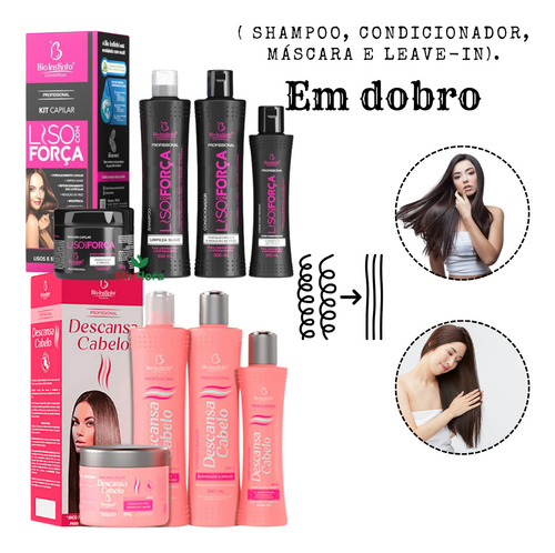 Kit Capilar Liso Com Força + Descansa Cabelo Beleza De Salão