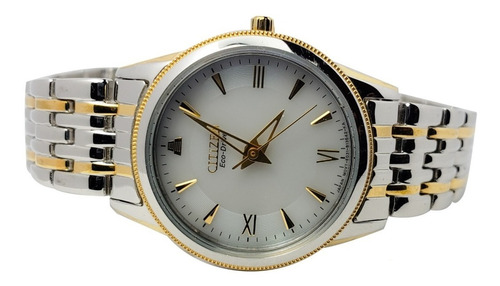 Reloj Citizen Dama Acero Y Chapa  De Oro  Azteca Eco Drive