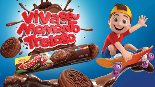 Biscoito Treloso Recheado Kit Com 30 Pacotes De 120g Cada