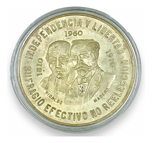 Moneda Plata Mexico 10 Pesos 1960 L900 Madero E Hidalgo