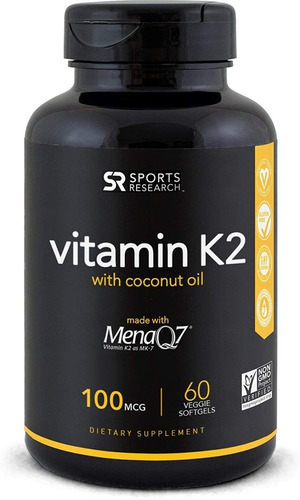 Vitamina Vitamin K2 Mk7 Coco Organico 100mcg 60 Caps Eg T07 Sabor Sin Sabor