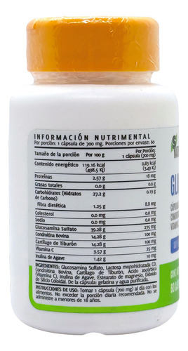 Glucosamina Condroitina Cartílago de Tiburón 60 Capsulas SNatural